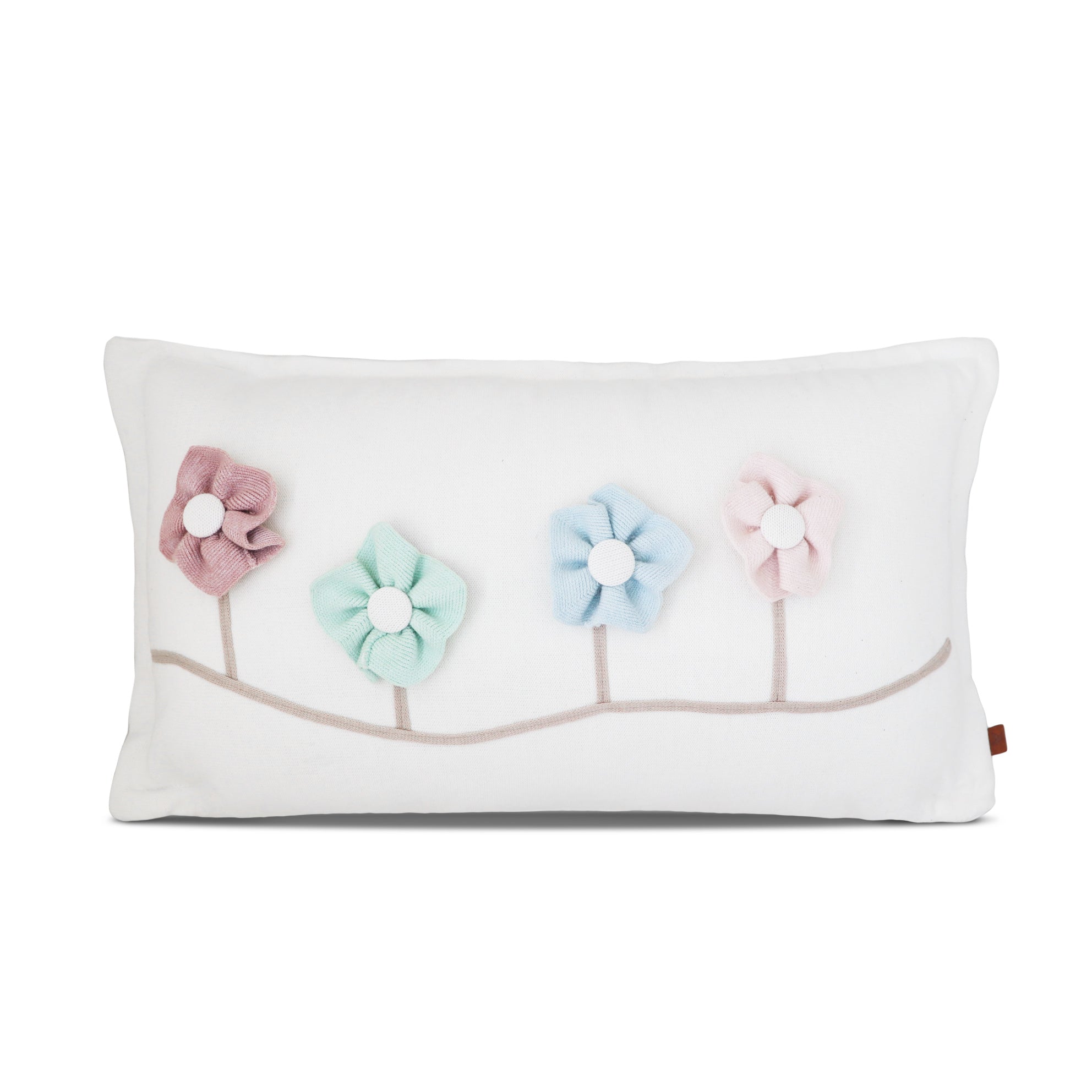 Almofada Retangular Bordada Garden 30x60 Rian Tricot Flores 1