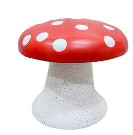 Banquinho Cogumelo Vermelho Resina