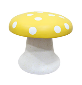 Banquinho Cogumelo Amarelo Resina