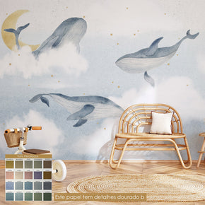 Painel de Parede Baleias no Céu
