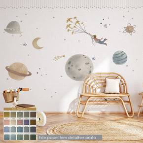 Painel de Parede Pequeno Príncipe Branco Prata