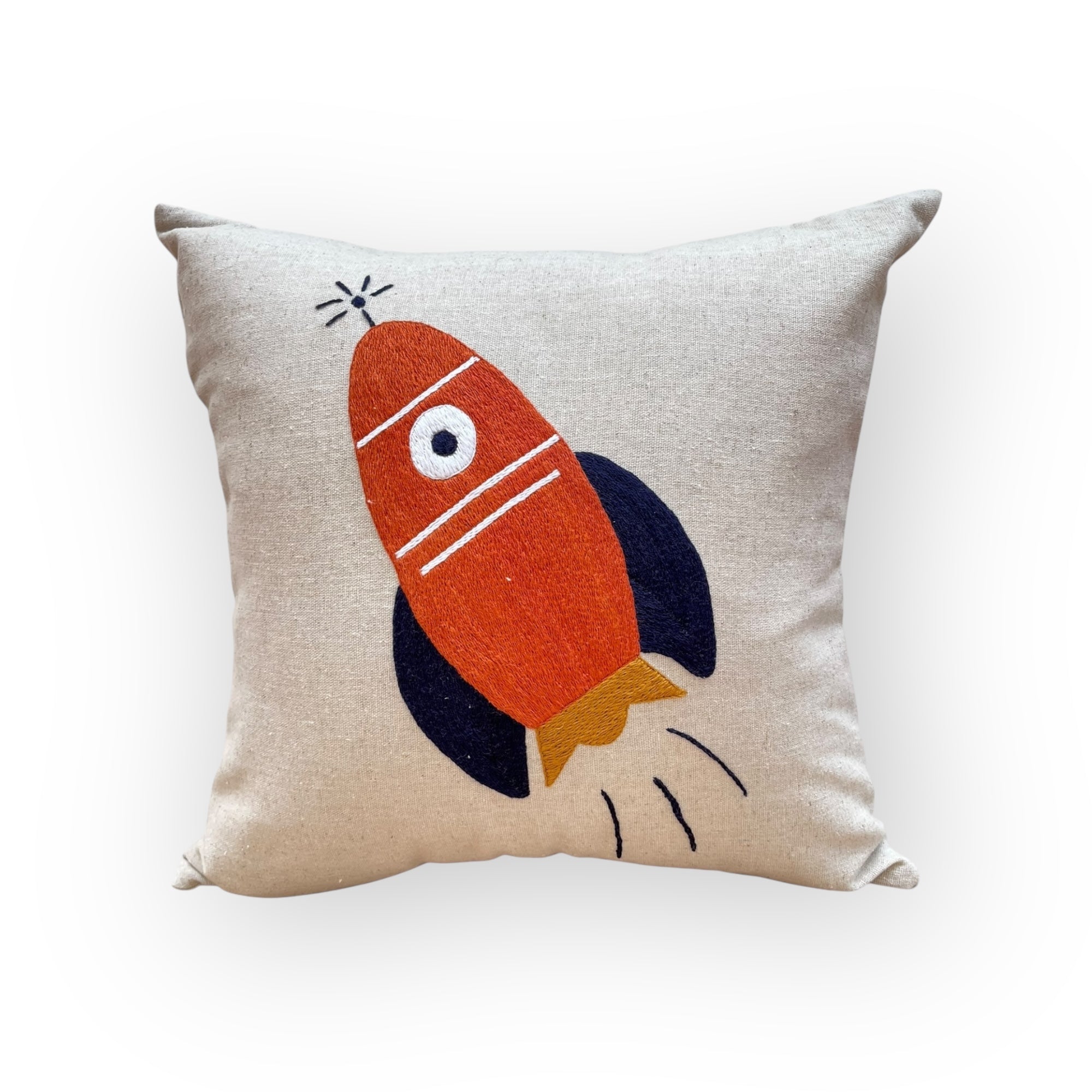 Almofada Bordada Foguete