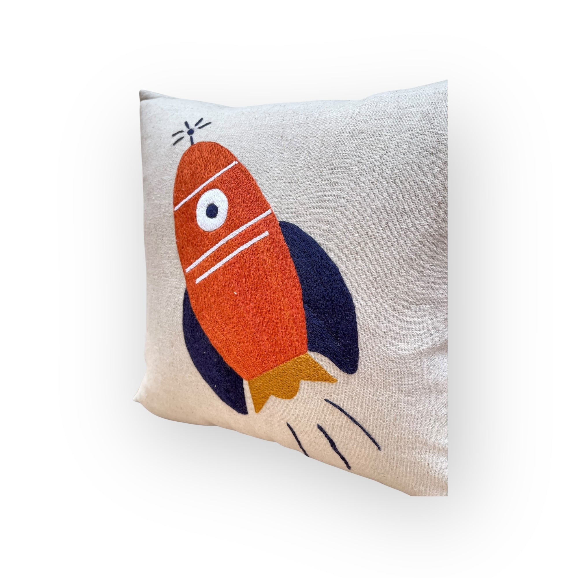 Almofada Bordada Foguete