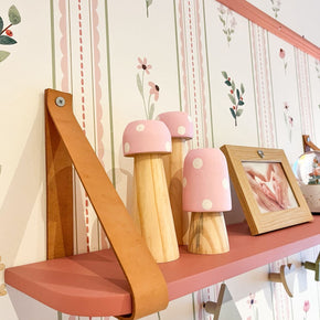 Prateleira Suspensa com Borda Curva com Alça de Couro