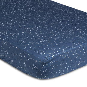 Lençol com Elástico Berço Exclusivo Coisas da Doris Constelação Azul Marinho