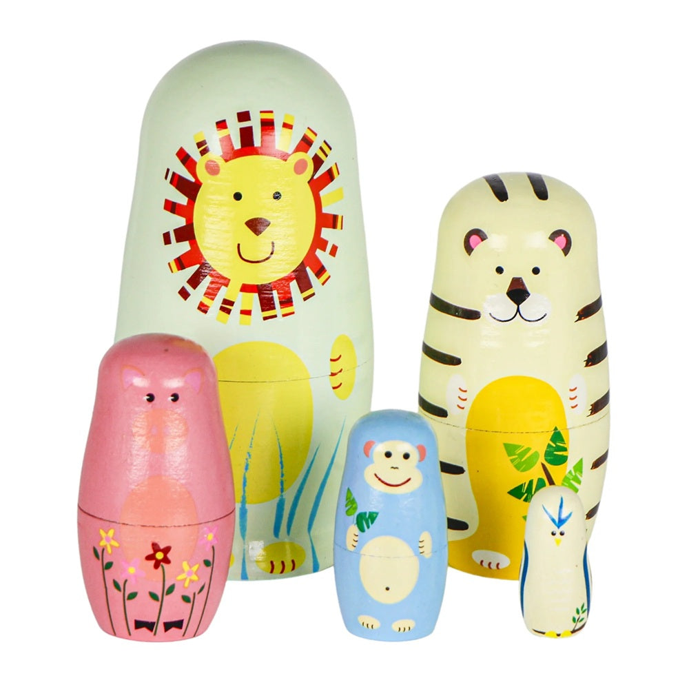 Jogo de 5 Matrioskas Bichos da Floresta