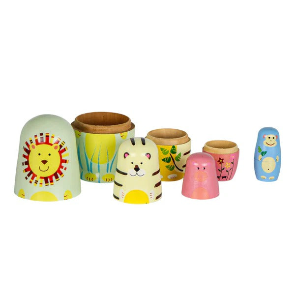 Jogo de 5 Matrioskas Bichos da Floresta