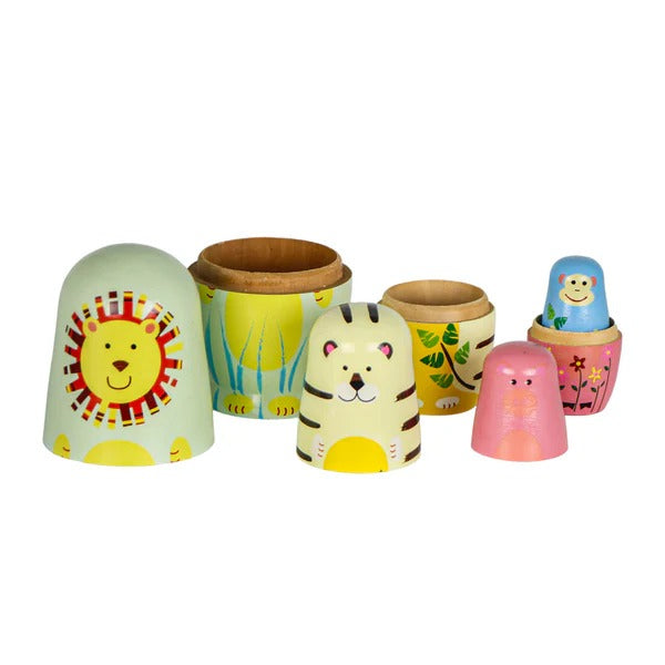 Jogo de 5 Matrioskas Bichos da Floresta