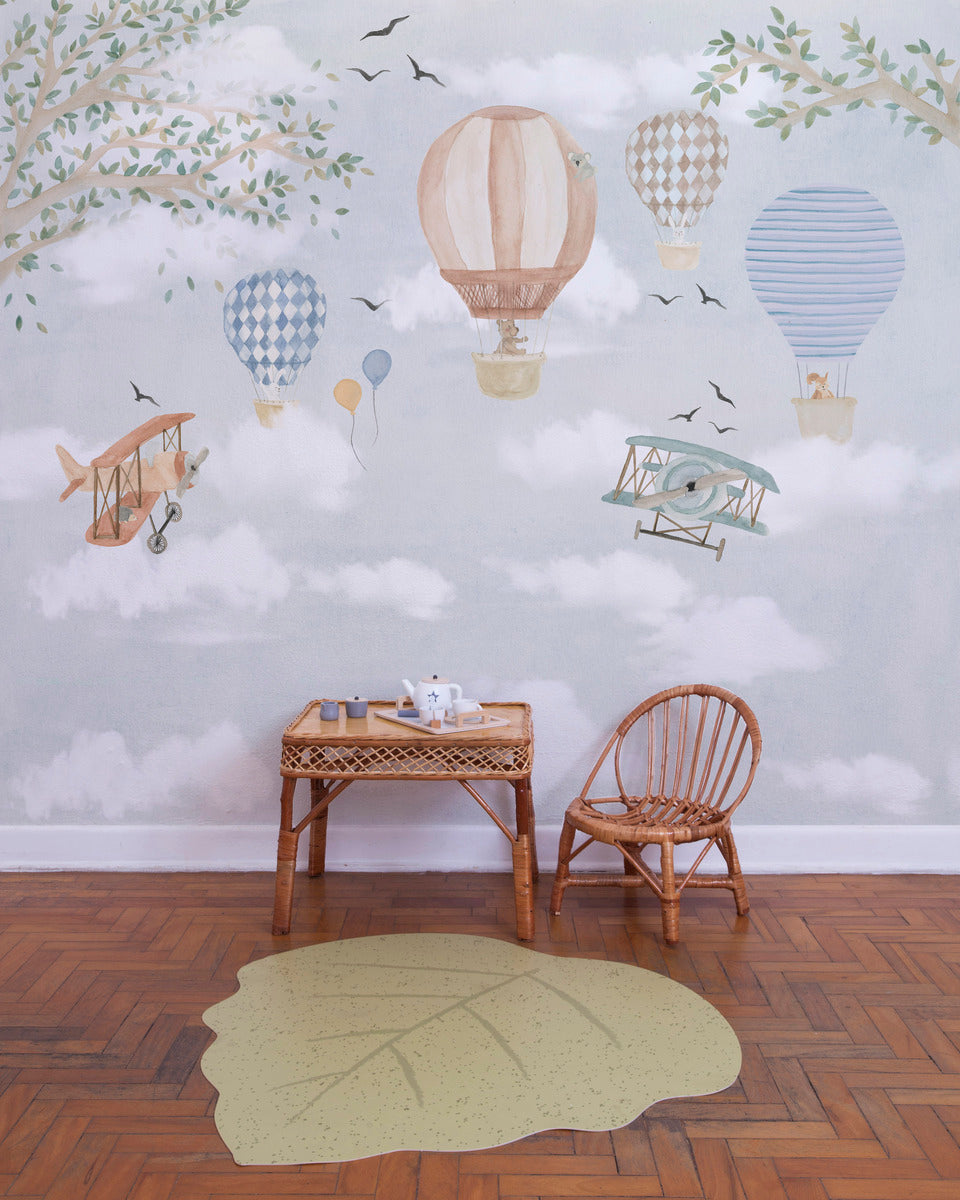 Painel de Parede Balões Aquarelado com Bichinhos