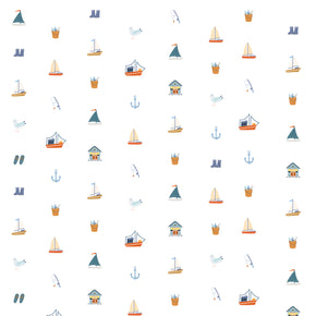 Papel de Parede Barcos e Elementos Estampa Exclusiva Coisas da Doris