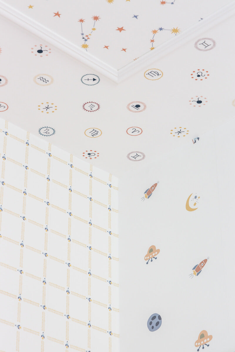 Papel de Parede Foguetes Xadrez Estampa Exclusiva Coisas da Doris