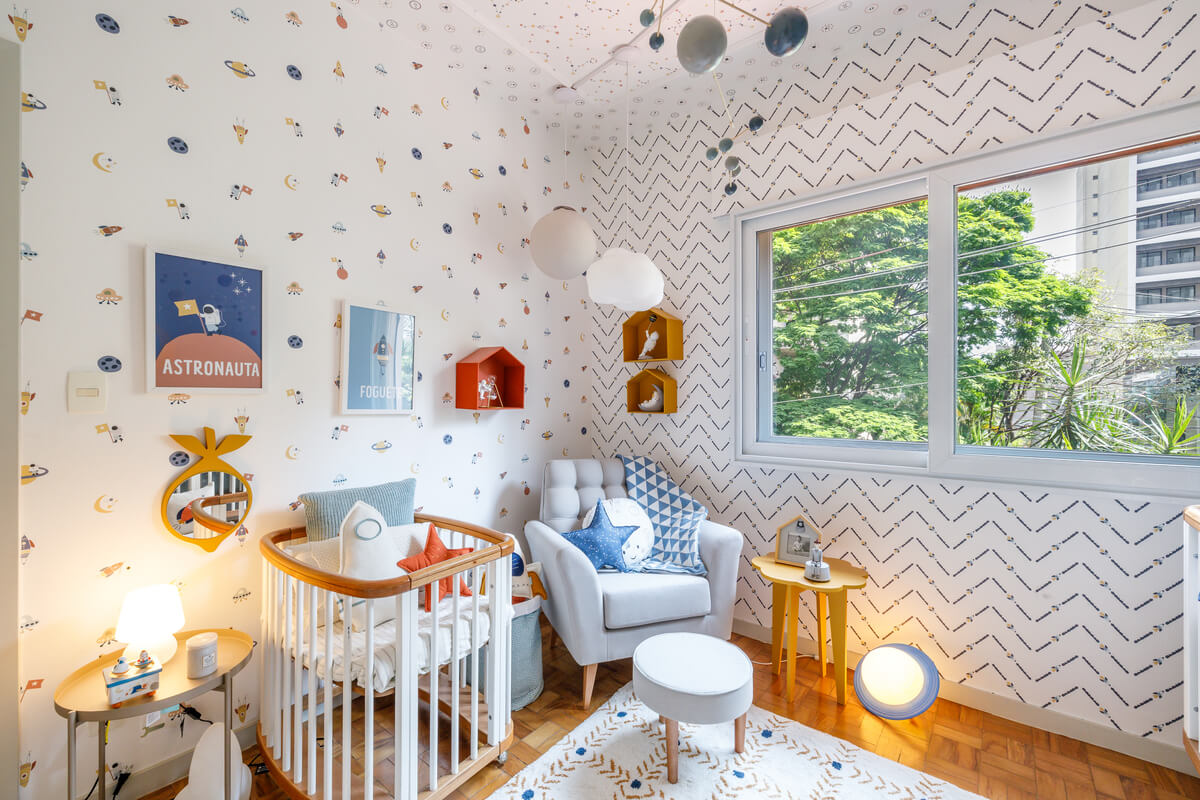 Papel de Parede Foguetes ZigZag Estampa Exclusiva Coisas da Doris