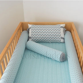 Kit Protetor para Berço Zig Azul Rian Tricot