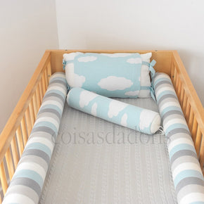 Kit Protetor para Berço Nuvens Azul Rian Tricot