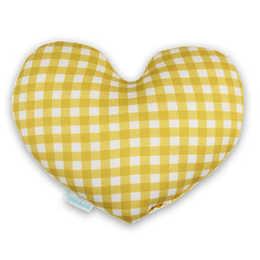 Almofada Coração Xadrez Mostarda