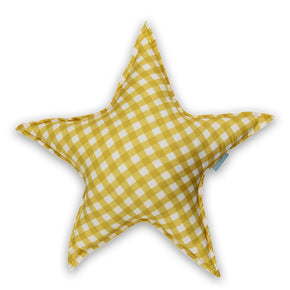 Almofada Estrela Xadrez Mostarda