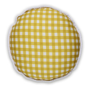 Almofada Redonda Xadrez Mostarda