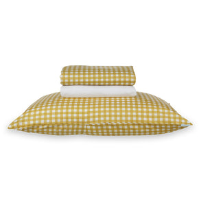 Jogo de Cama Solteiro 3 Peças Xadrez Mostarda