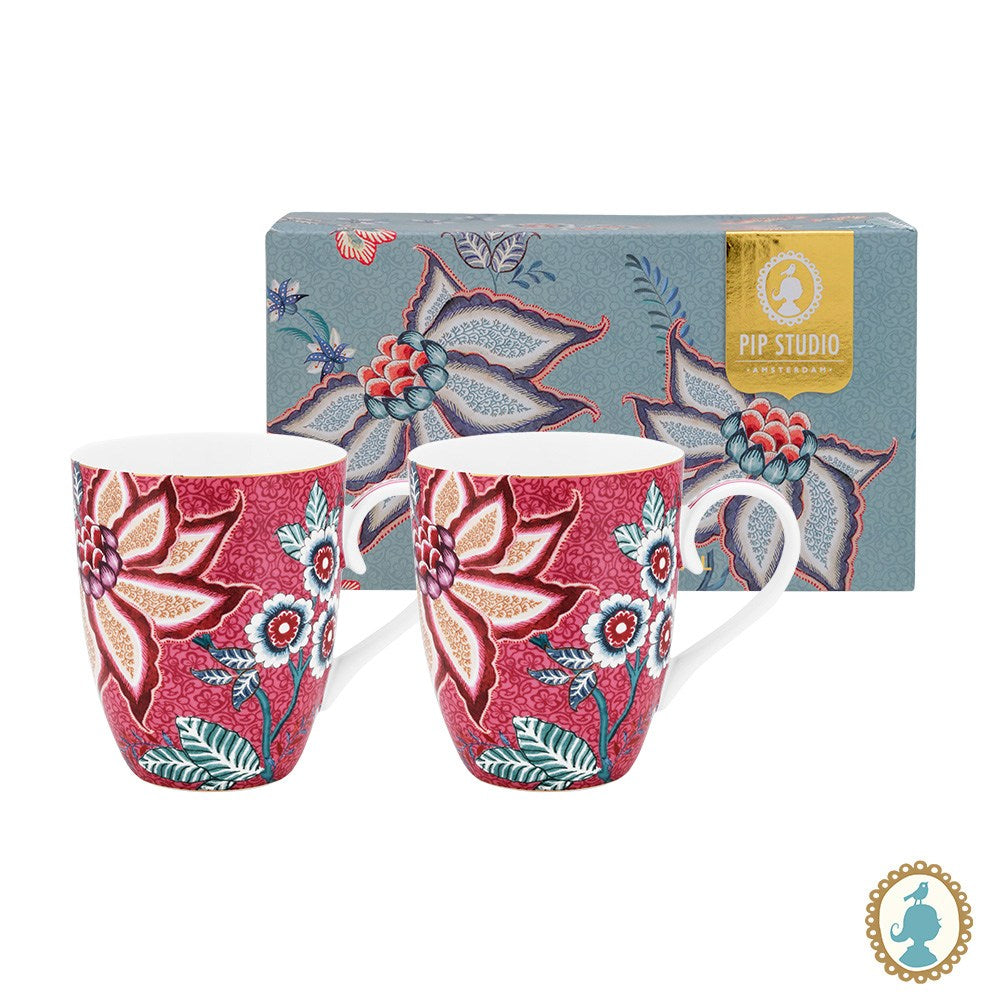 Kit 2 Canecas Grandes Pip Studio Flower Festival Rosa