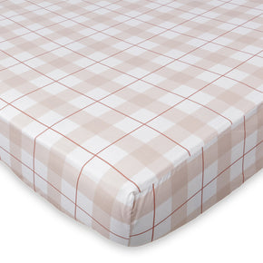 Lençol com Elástico para Berço Xadrez Vermelho