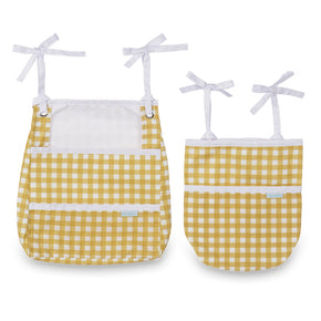 Porta Fraldas de Pendurar Duplo Xadrez Mostarda