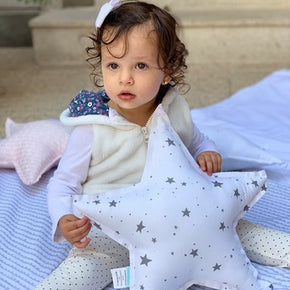 Almofada Estrela Estrelinhas Cinza