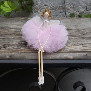 Fada Sentada Pequena Rosa