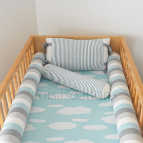 Kit Protetor para Berço Listra Finn Azul Rian Tricot
