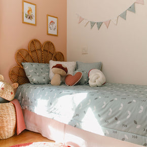 Edredom Solteiro de Algodão Dupla Face Folhas