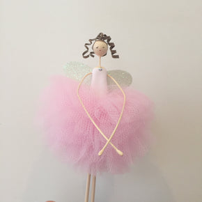 Fada em Pé Pequena Rosa