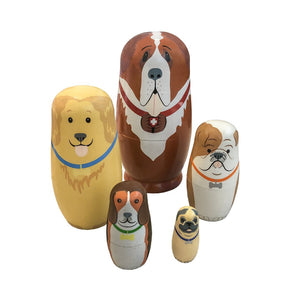 Jogo de 5 Matrioskas Raças de Cães