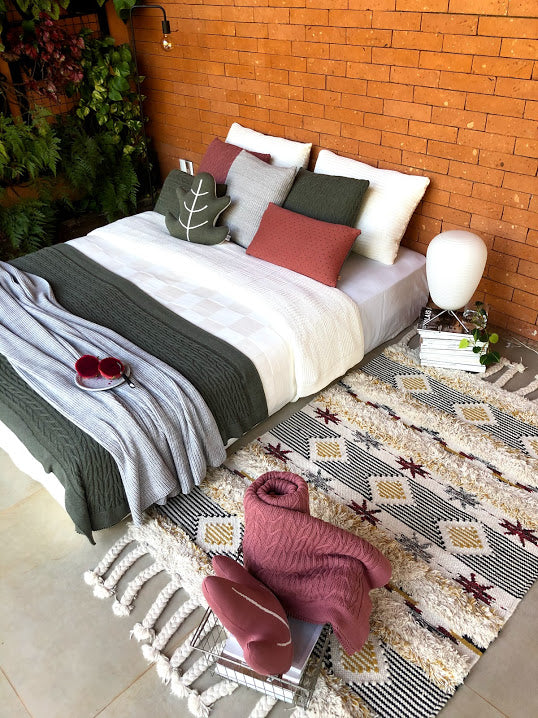 Manta Peseira Solteiro 200 x 120 Rian Tricot Rosa e Amarelo