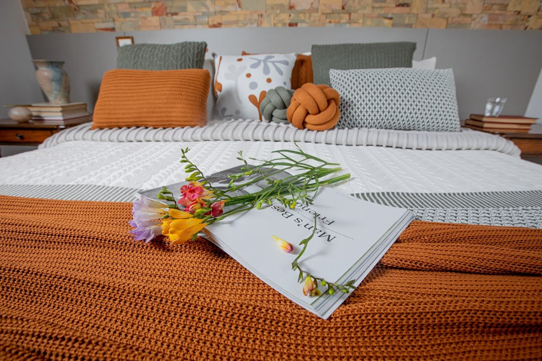 Manta Peseira Solteiro 200 x 120 Rian Tricot Cru e Cinza