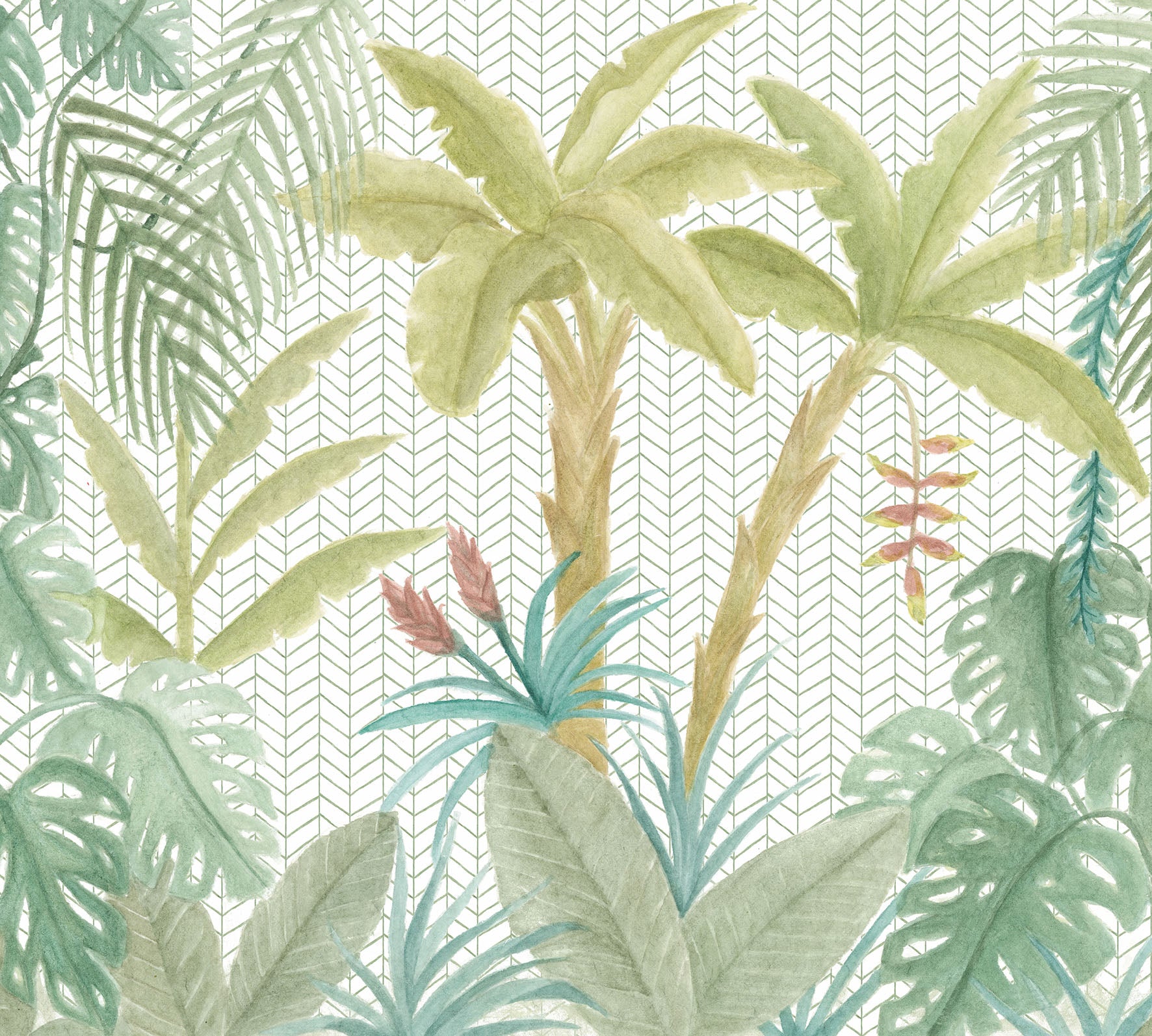 Painel de Parede Selva Flora Aquarelado