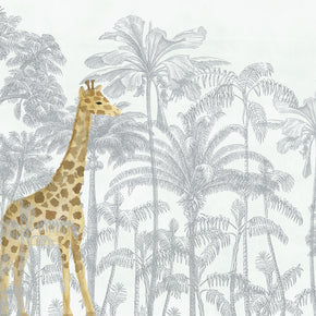 Painel de Parede Tropical com Girafa Aquarelado
