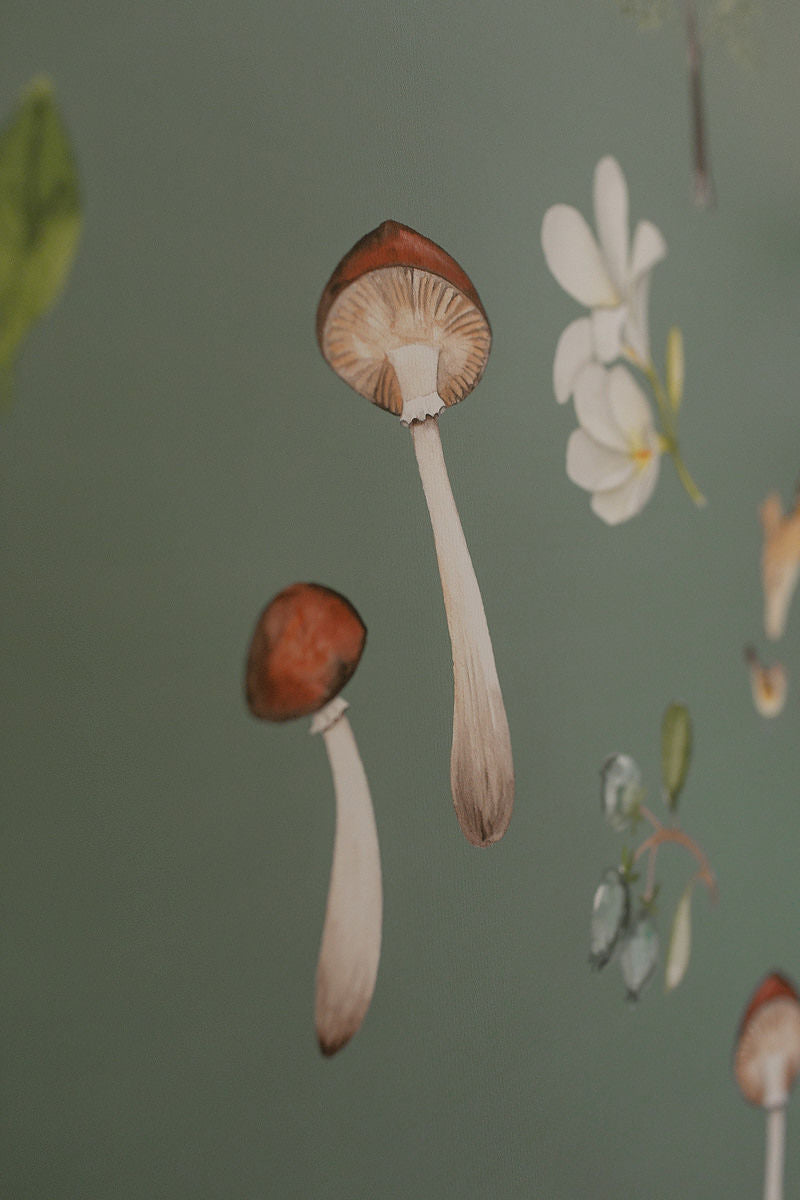 Papel de Parede Animais e Cogumelos do Bosque Retrô Estampa Exclusiva Coisas da Doris
