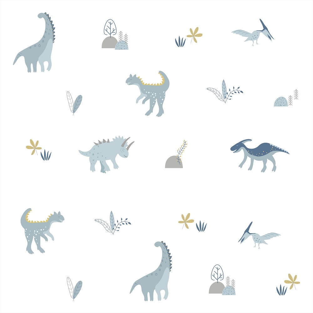 Papel de Parede Dino Azul Estampa Exclusiva Coisas da Doris