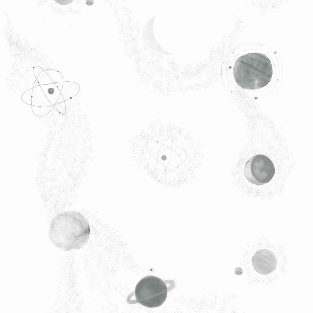 Papel de Parede Planetas Preto e Branco