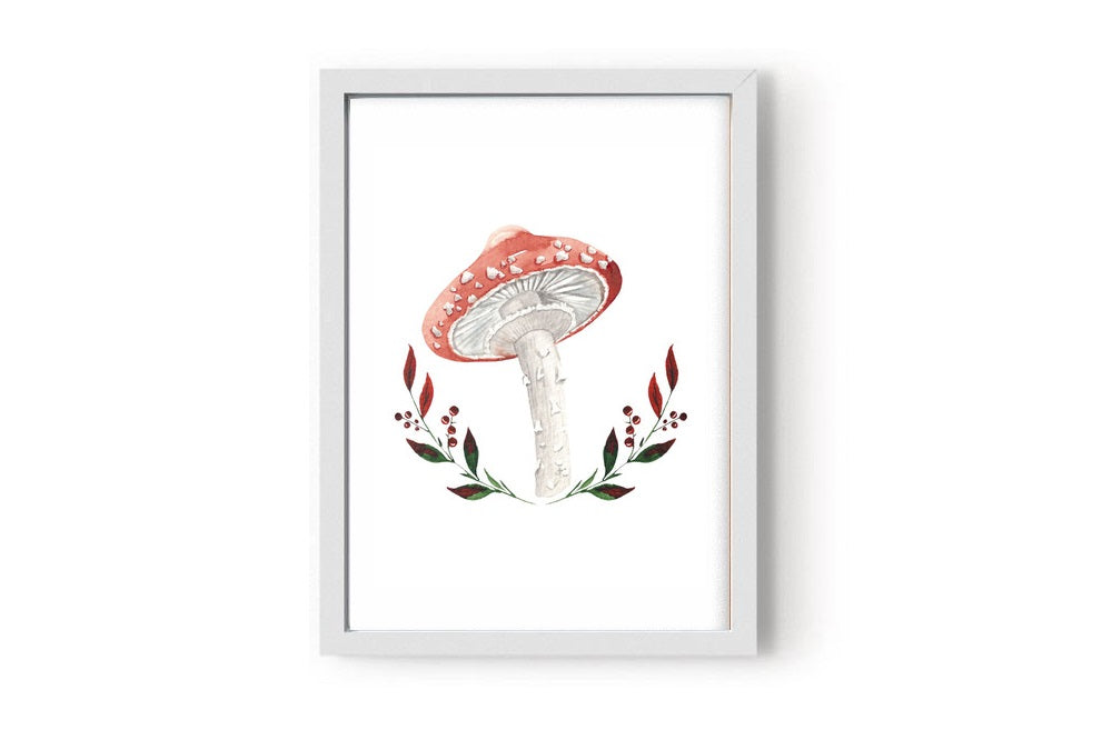 Quadro Bosque Cogumelo Retrô