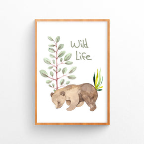 Quadro Bosque Urso Retrô