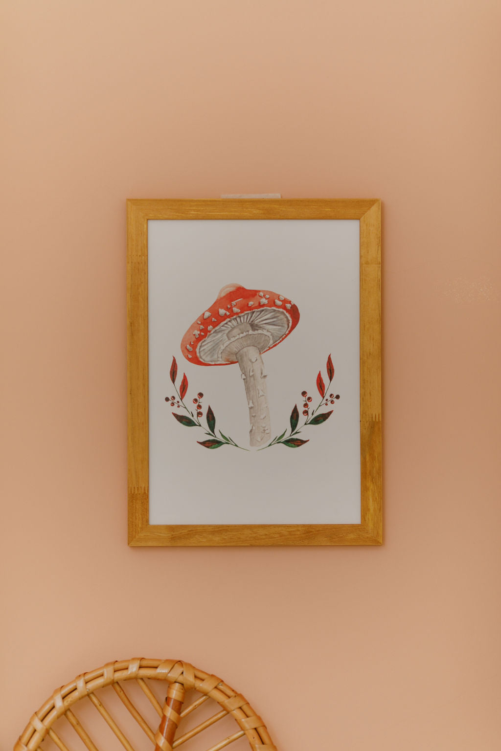 Quadro Bosque Cogumelo Retrô