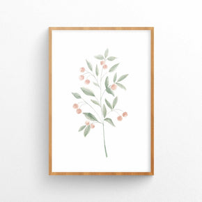 Quadro Botânico Floral Aquarelado Vermelho