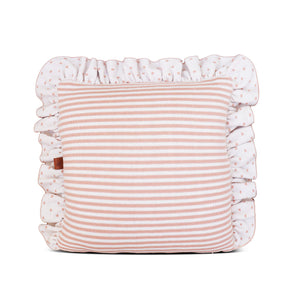 Almofada 40x40 Listra Babado Pingo Rian Tricot Rosa Claro