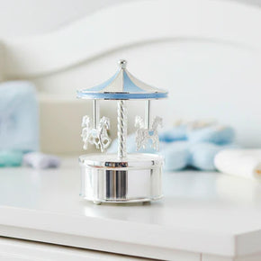 Caixa de Música Carrossel Prata e Azul