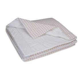 Edredom Solteiro de Algodão Dupla Face Vichy Bege