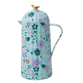 Garrafa Térmica Floral Verde Pássaro Dourado