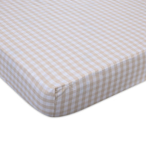 Lençol com Elástico Solteiro Exclusivo Coisas da Doris Vichy Bege