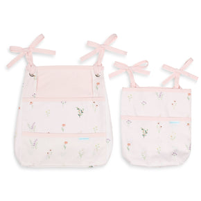 Porta Fraldas de Pendurador Duplo Floral Betina Rosa Exclusivo Coisas da Doris