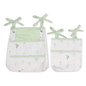 Porta Fraldas de Pendurador Duplo Floral Betina Verde Exclusivo Coisas da Doris