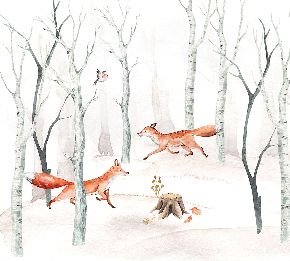 Desenho de raposa andando na natureza